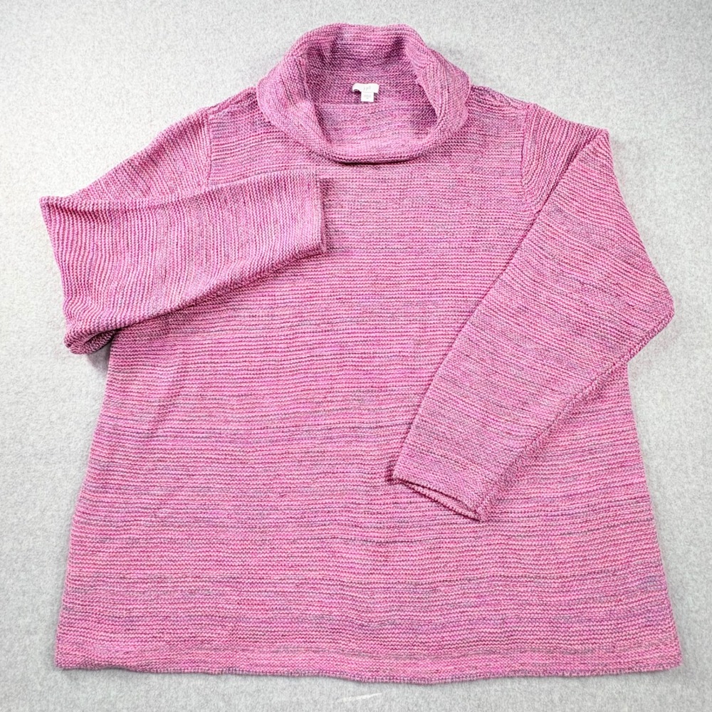 J. Jill Cowl Neck Sweater 2X Pullover Light Magenta Marled Soft Cotton Blend NWT